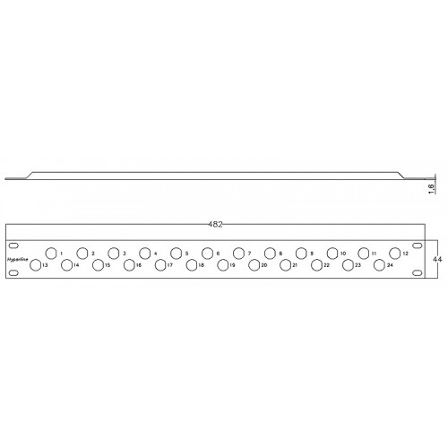 Модульная патч-панель BNC 19" Hyperline PPBL-BNC-19-24BNC 1U 24 порта
